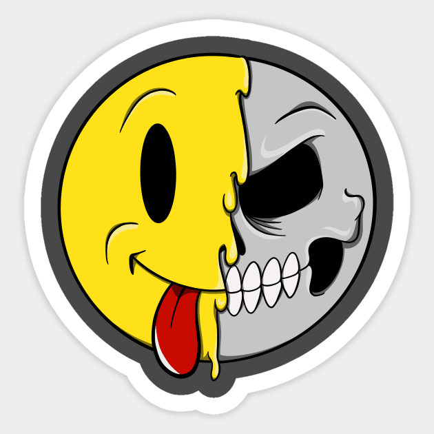 Smiley Skull Sticker by MumsMerch